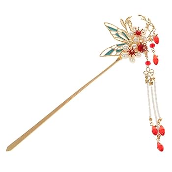 Amazon.co.jp: かんざし 簪 中国の赤い梅の花の髪形ヘアピン